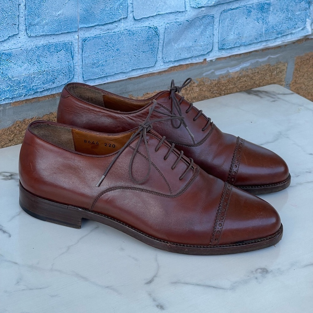 Salvatore Ferragamo Tramezza Men's cap toe brown made ITALY size 6.5